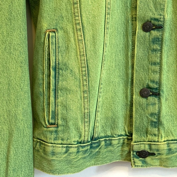 RARE Y2K Levi's Vintage Trucker Jacket Neon Slime Green Size M - Picture 13 of 15